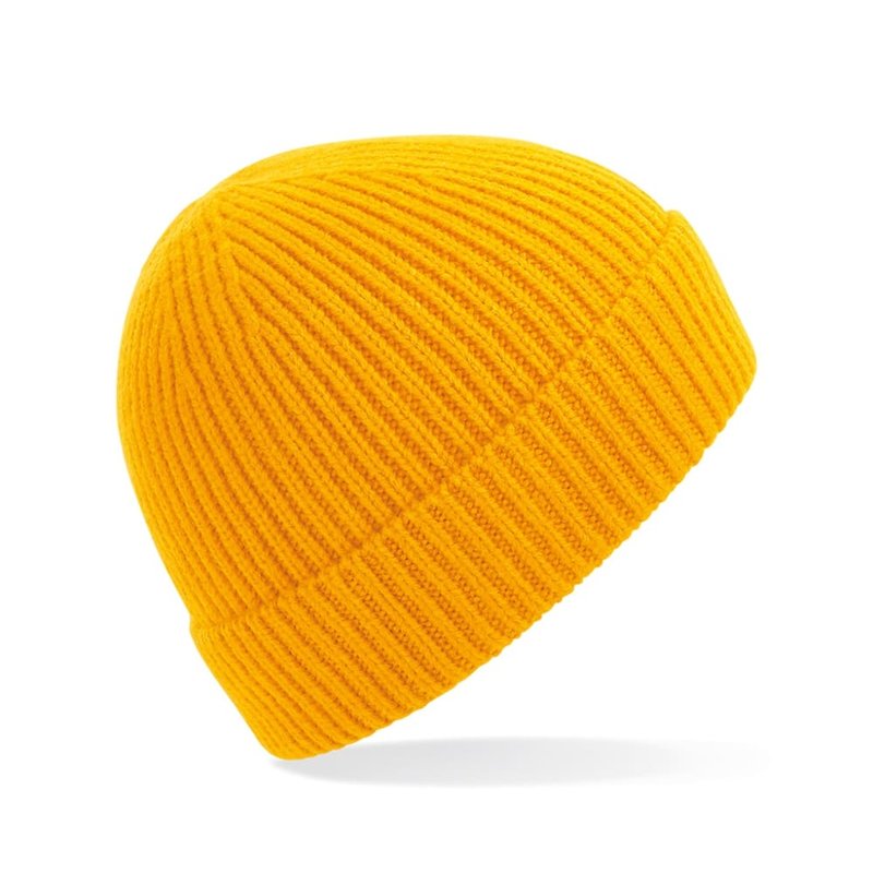 Beechfield Engineered Knit Ribbed Beanie In Yellow