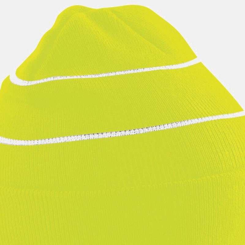 Beechfield Enhanced-viz Hi-vis Knitted Winter Hat In Yellow