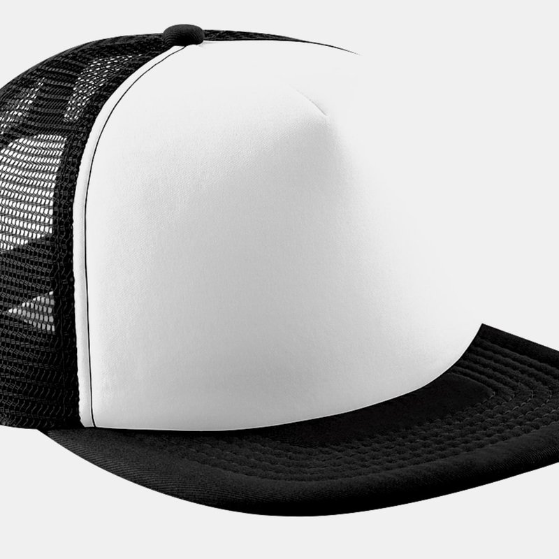 Shop Beechfield Junior Vintage Snapback Mesh Trucker Cap/headwear In Black