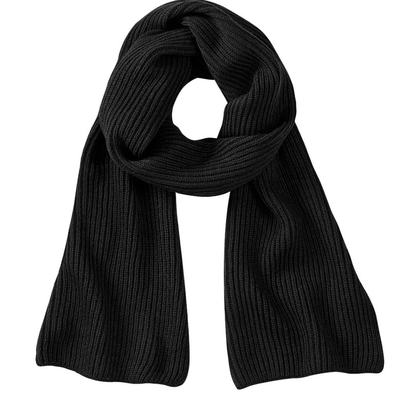 Beechfield Ladies/womens Metro Knitted Winter Scarf In Black