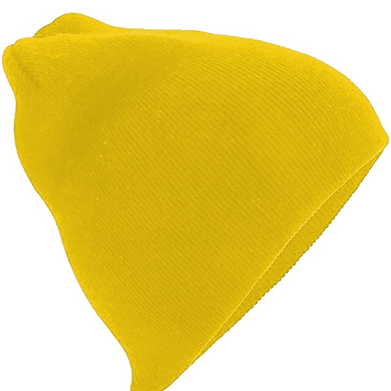 Shop Beechfield Plain Basic Knitted Winter Beanie Hat In Yellow