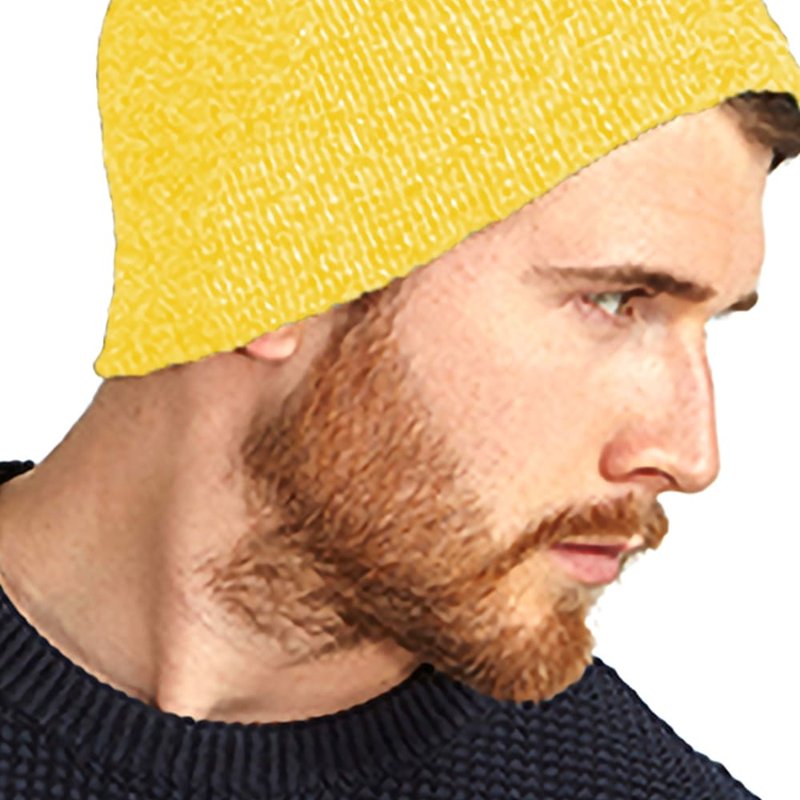 Beechfield Plain Basic Knitted Winter Beanie Hat In Yellow