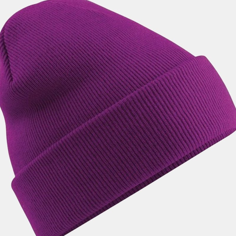 Beechfield Soft Feel Knitted Winter Hat In Purple