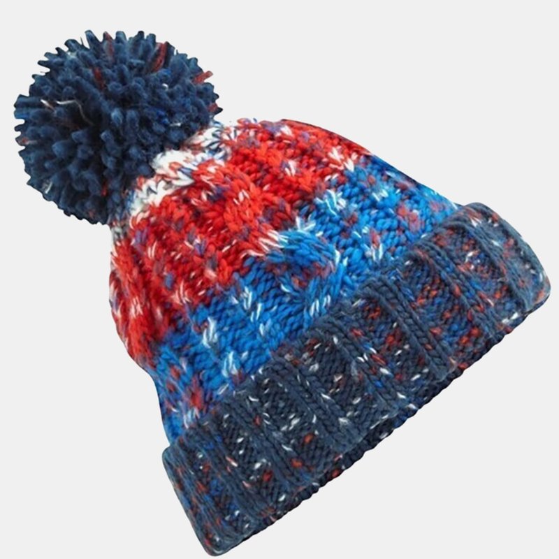 Beechfield Unisex Adults Corkscrew Knitted Pom Pom Beanie Hat In Blue