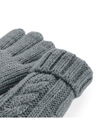 Unisex Cable Knit Melange Gloves - Light Gray