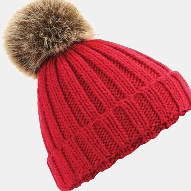 Beechfield Unisex Cuffed Design Winter Hat In Red