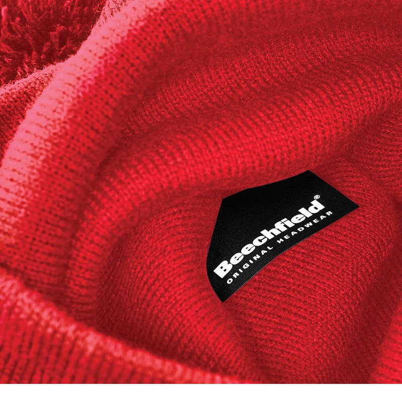 Shop Beechfield Unisex Original Pom Pom Winter Beanie Hat In Red