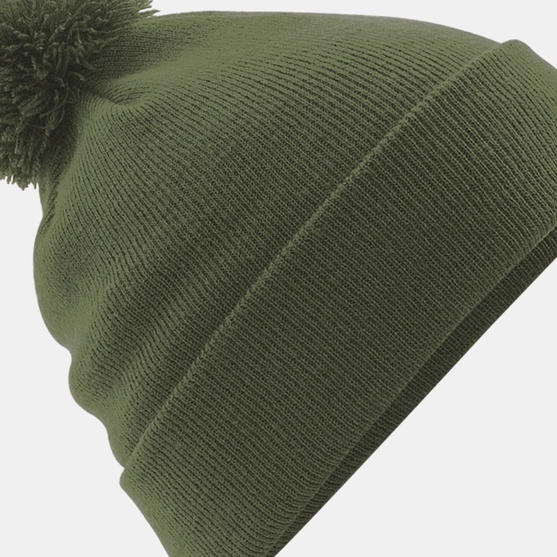 Beechfield Unisex Original Pom Pom Winter Beanie Hat In Green