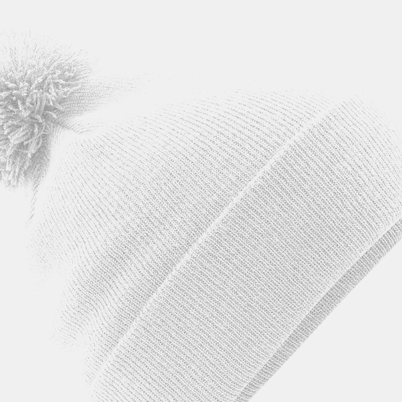 Beechfield Unisex Original Pom Pom Winter Beanie Hat In White