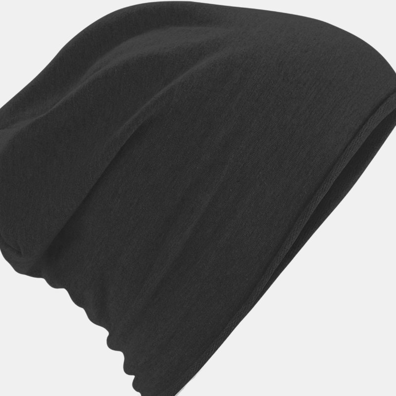 Beechfield Unisex Plain Jersey Beanie Hat In Black