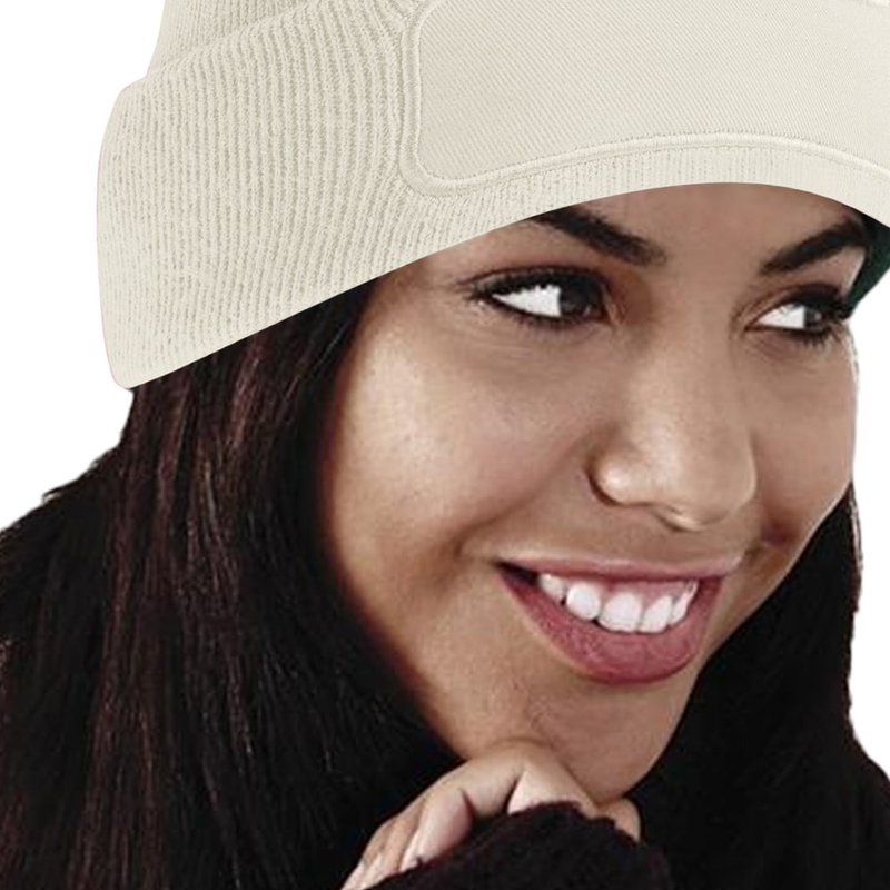 Shop Beechfield Unisex Plain Winter Beanie Hat / Headwear Ideal For Printing In White