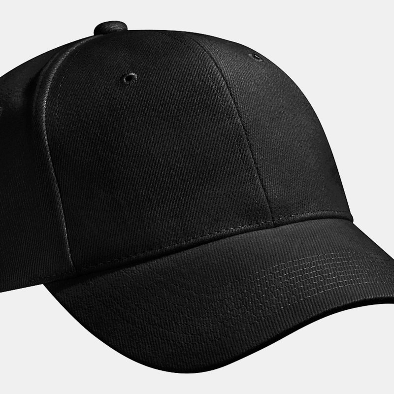 Beechfield Unisex Pro-style Heavy Brushed Cotton Baseball Cap / Headwear (pack Of 2) In Black