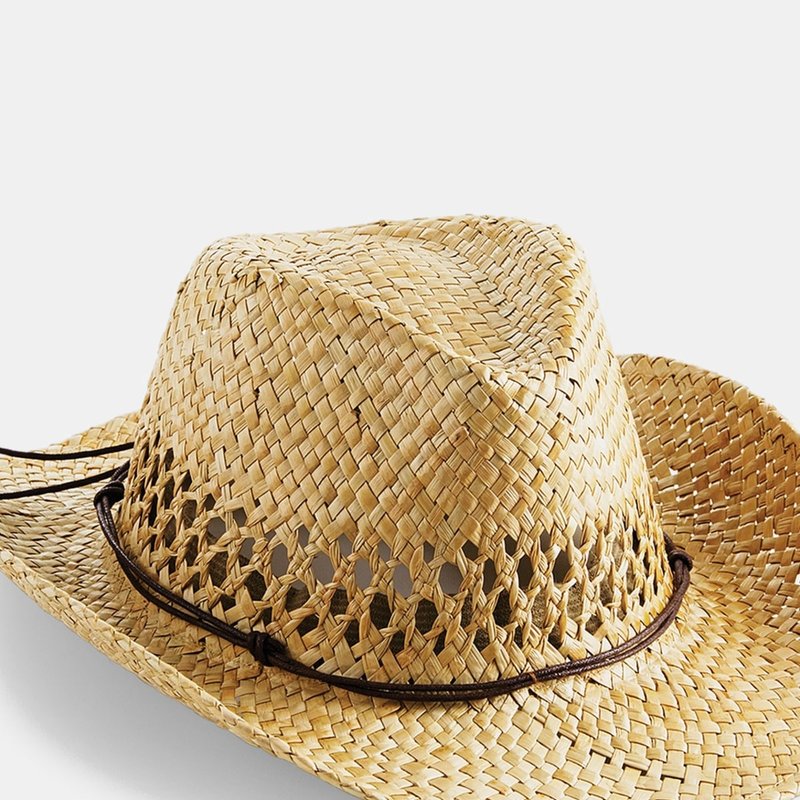Beechfield Unisex Straw Cowboy Hat In Brown