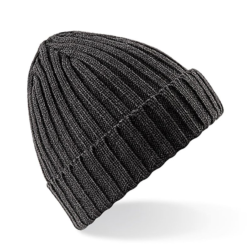 Beechfield Unisex Winter Chunky Ribbed Beanie Hat In Grey