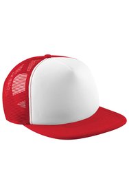 Vintage Plain Snap-Back Trucker Cap - Classic Red/White - Classic Red/White