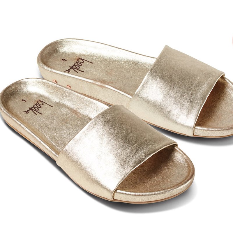 Shop Beek Gallito Leather Slide Sandal In Gold