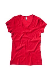 Bella + Canvas Womens/Ladies Baby Rib Short Sleeve V-Neck T-Shirt (Red) - Red