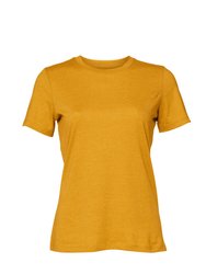 Womens/Ladies Heather Jersey Relaxed Fit T-Shirt - Mustard Yellow