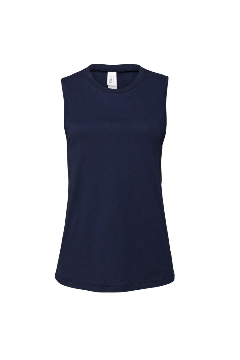 Womens/Ladies Muscle Jersey Tank Top (Navy Blue) - Navy Blue