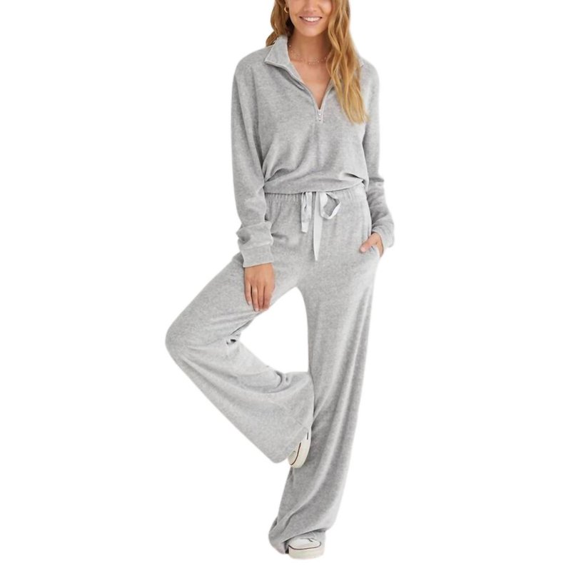 Shop Bella Dahl Easy Wide Leg Track Pants In Grey