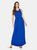 Womens Sleeveless Pleated Maxi Dress - Blue
