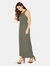 Womens Sleeveless Pleated Maxi Dress