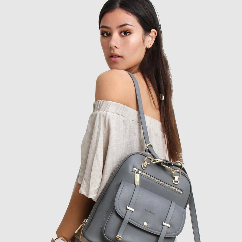 Shop Belle & Bloom 5th Ave Leather Backpack In Grey