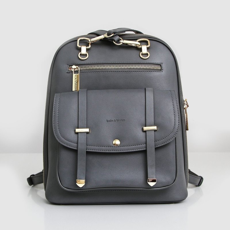 Belle & Bloom 5th Ave Leather Backpack In Grey