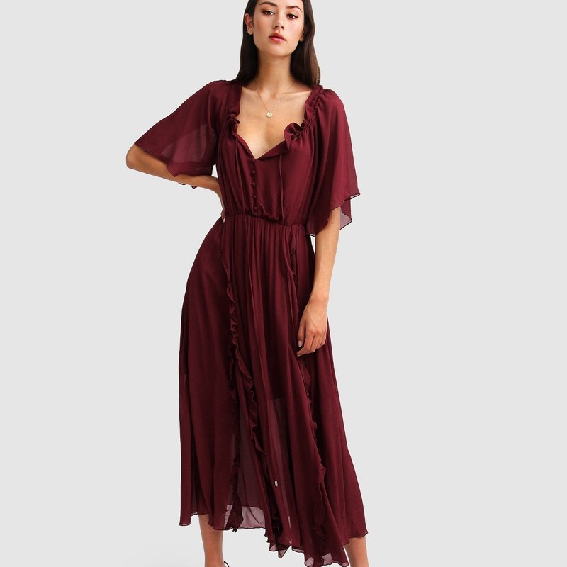 BELLE & BLOOM AMOUR AMOUR RUFFLED MIDI DRESS