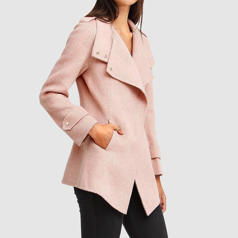 Belle & Bloom Bad Girl Wool Blend Moto Coat In Pink