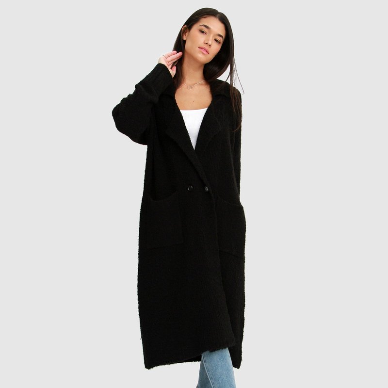 Shop Belle & Bloom Born To Run Sustainable Sweater Coat In Black