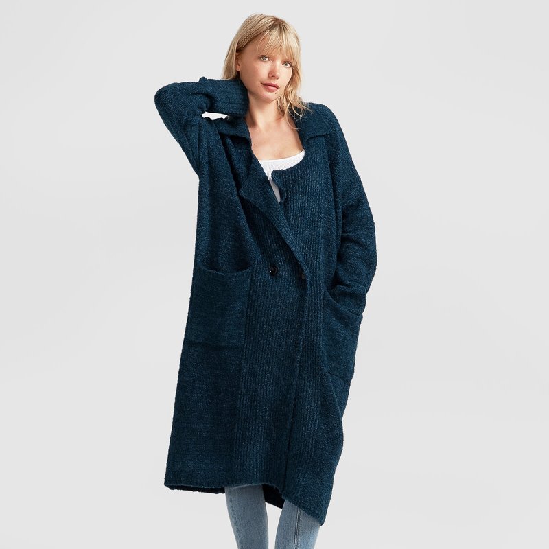 Shop Belle & Bloom Born To Run Sustainable Sweater Coat In Blue