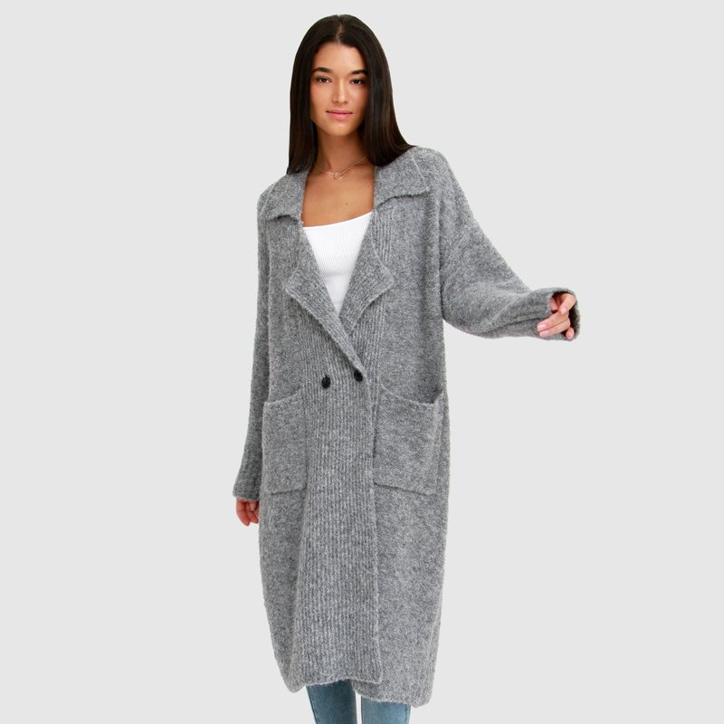 Shop Belle & Bloom Born To Run Sustainable Sweater Coat In Grey