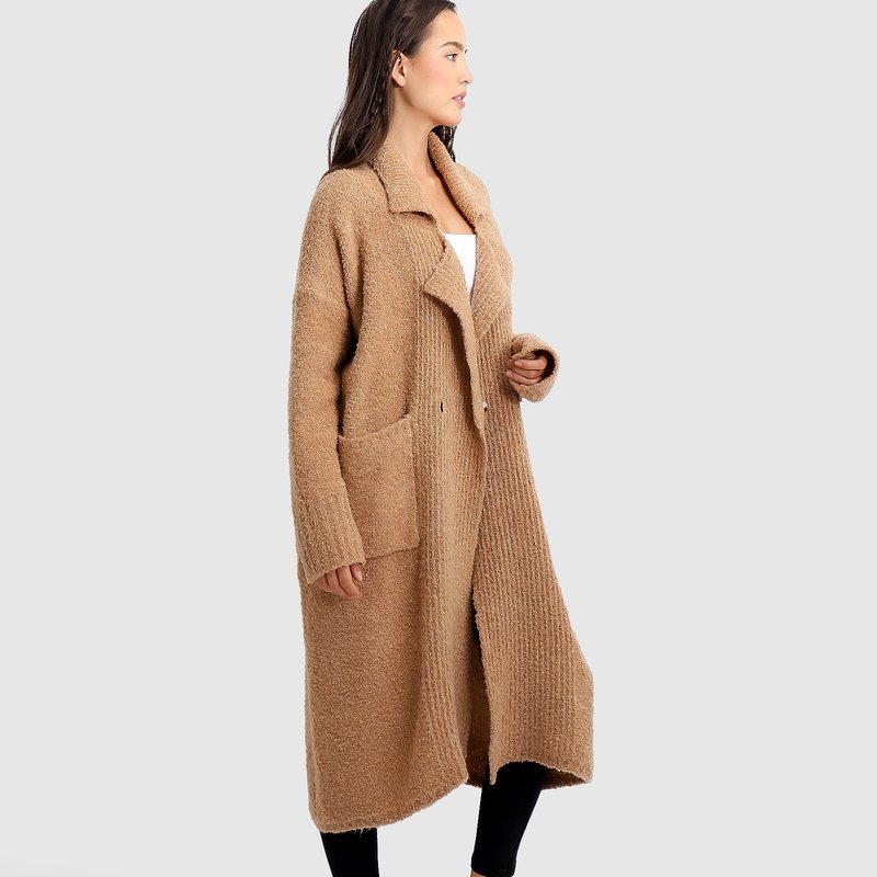 Shop Belle & Bloom Born To Run Sustainable Sweater Coat In Brown