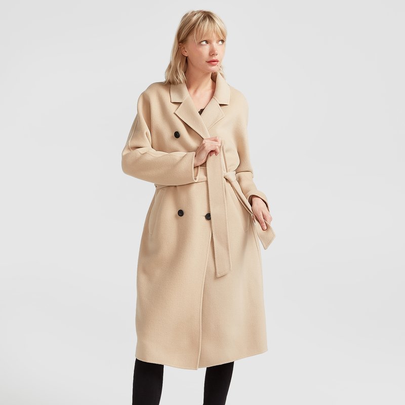 Belle & Bloom Boss Girl Double-breasted Lined Wool Coat In Yellow