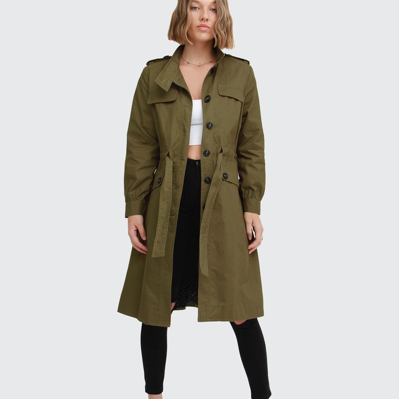 Belle & Bloom Carlisle Button Front Trench Coat In Military