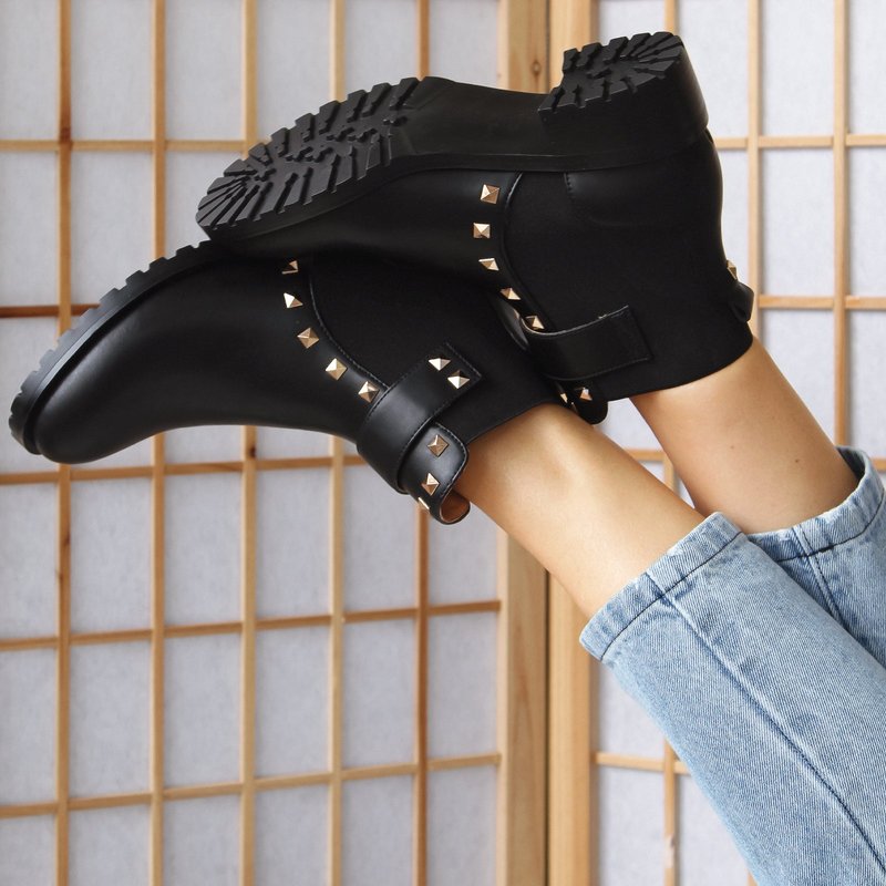 Belle & Bloom City Lights Leather Ankle Boot In Black