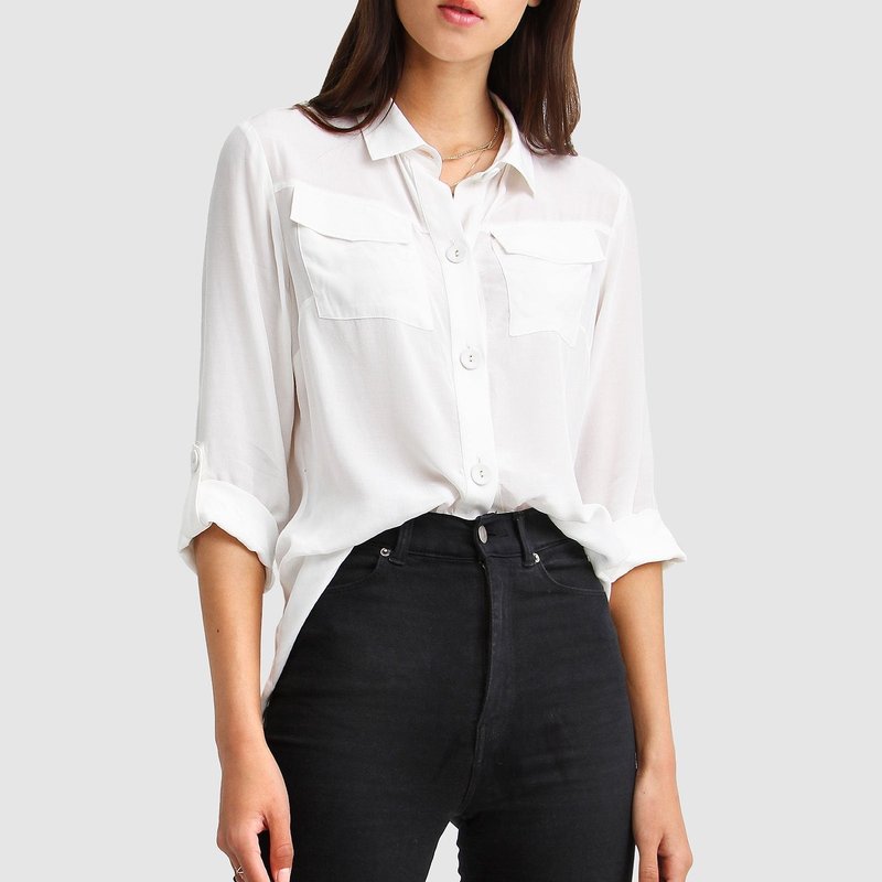 Belle & Bloom Eclipse Rolled Sleeve Blouse In White