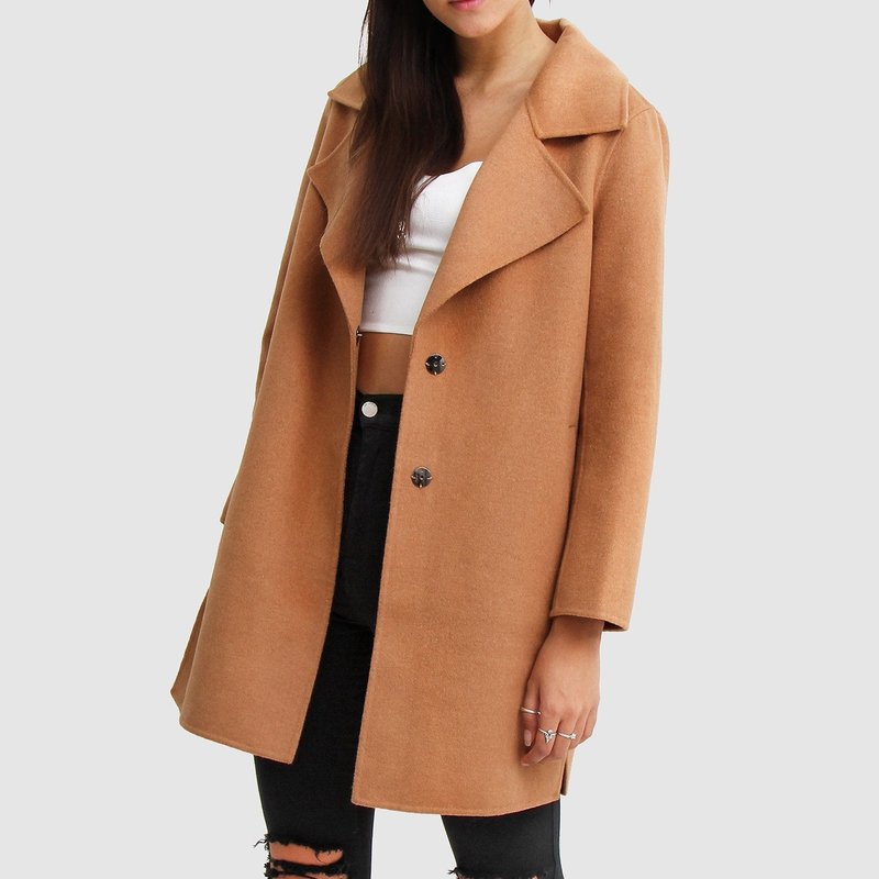 Shop Belle & Bloom Ex-boyfriend Wool Blend Oversized Jacket In Brown