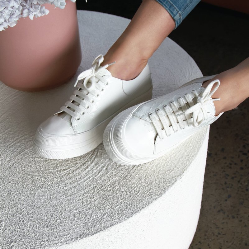 Belle & Bloom Just A Dream Croc Leather Sneaker In White
