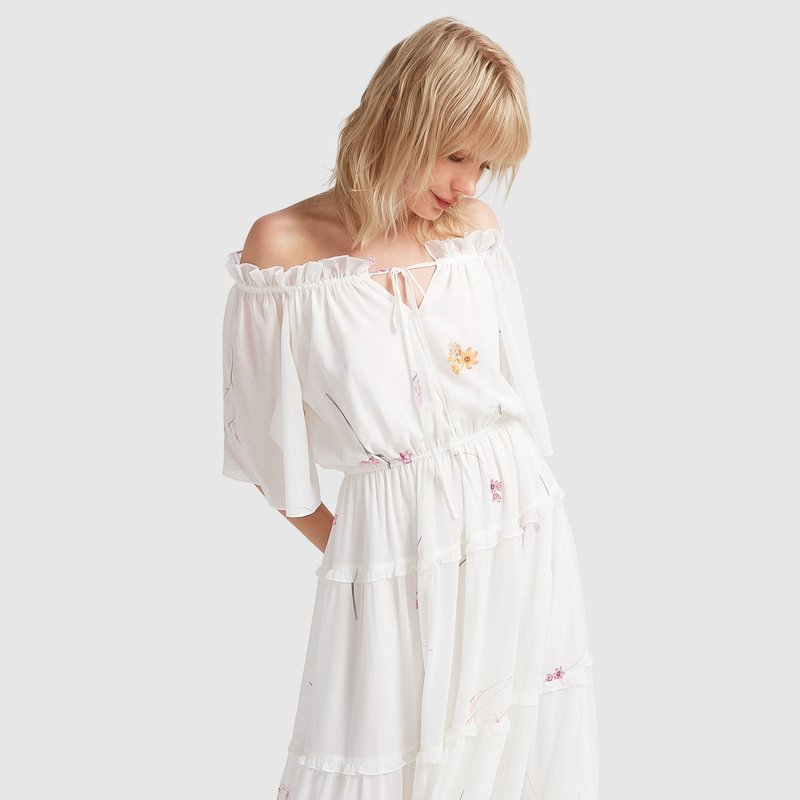 Shop Belle & Bloom La Femme Tiered Maxi Dress In White