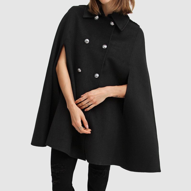 Shop Belle & Bloom On My Mind Wool Blend Cape Coat In Black