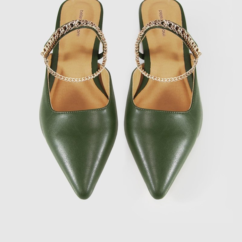 Belle & Bloom On The Go Leather Flat In Green