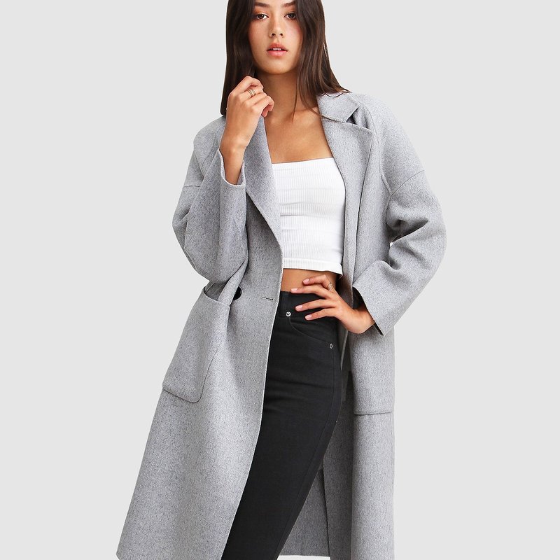 Belle & Bloom Publisher Double-breasted Wool Blend Coat In Grey