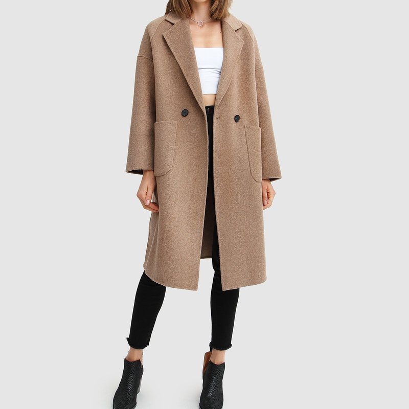 Shop Belle & Bloom Publisher Double-breasted Wool Blend Coat In Brown