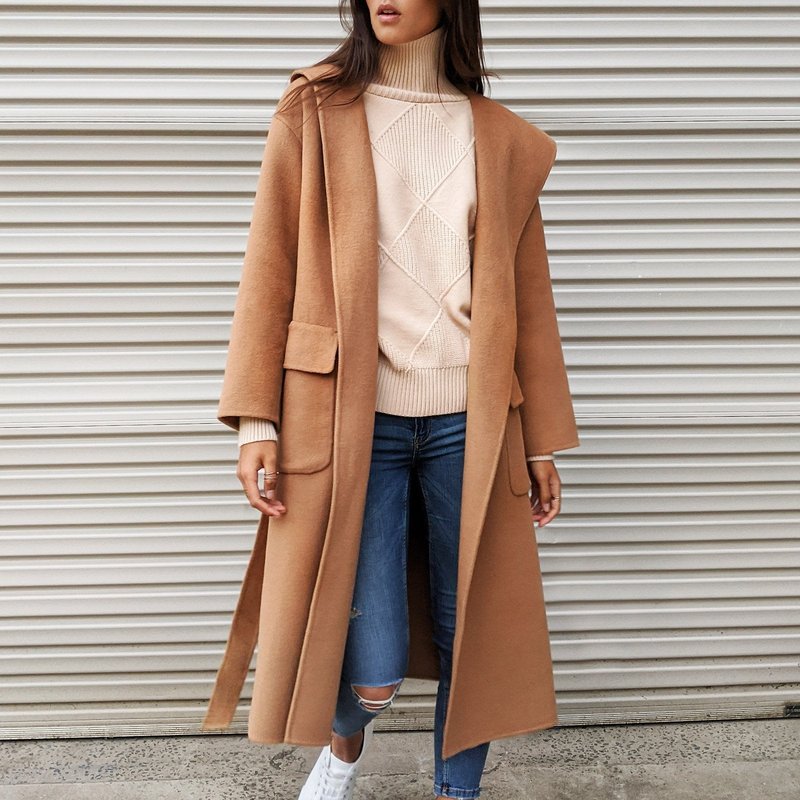 Shop Belle & Bloom Runaway Wool Blend Robe Coat In Brown