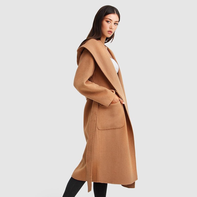 Shop Belle & Bloom Runaway Wool Blend Robe Coat In Brown