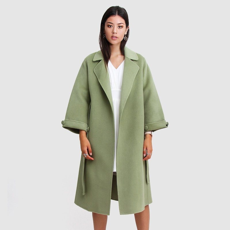 Belle & Bloom Stay Wild Oversized Wool Coat In Green