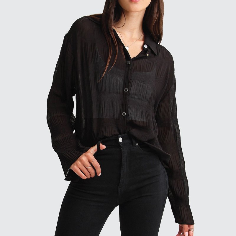 Shop Belle & Bloom Yoko Shirred Chiffon Blouse In Black