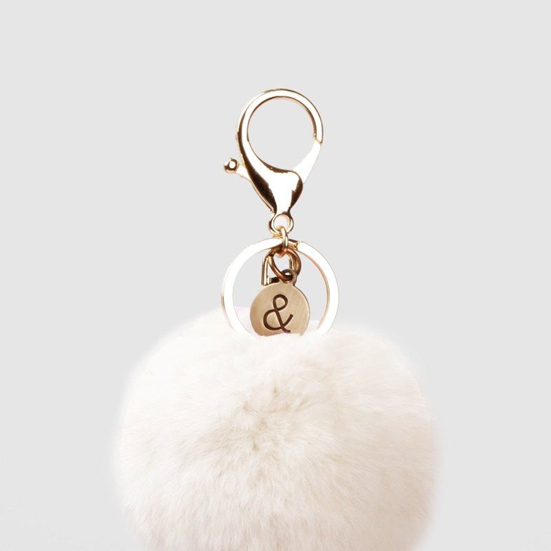 Belle & Bloom Faux Fur Pom Pom Keychain In White
